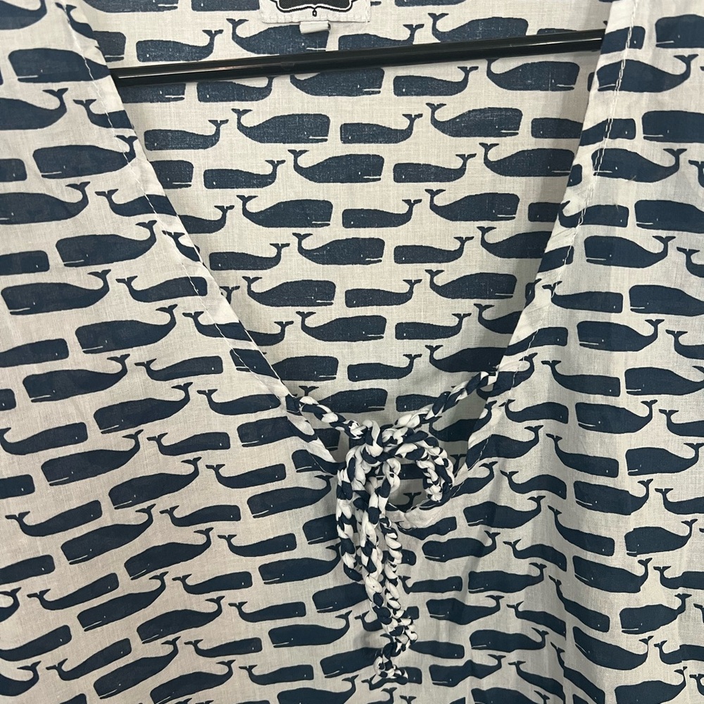 Mud Pie Navy and White Whale Print Coverup Whales 🐳 - Picture 2 of 3